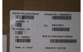 Lenovo 5CB1P43431 C-Cover with keyboard, Nordic, RGB Backlight, UK