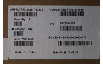 Lenovo 5CB1P43472 C-Cover with keyboard, Greek, Cloud Grey, Backlight, FingerPrint