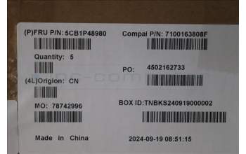 Lenovo 5CB1P48980 C-Cover with keyboard, Italian, Cloud Grey, Backlight, FingerPrint, UK