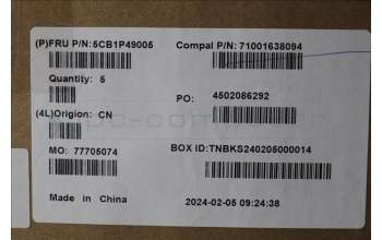 Lenovo 5CB1P49005 C-Cover with keyboard, Russian, Cloud Grey, Backlight, Non-Fingerprint, US