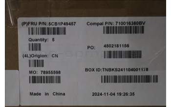 Lenovo 5CB1P49457 C-Cover with keyboard, Italian, Cloud Grey, Non_Backlight, FingerPrint