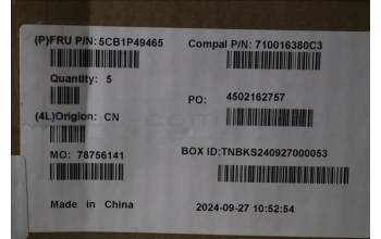 Lenovo 5CB1P49465 C-Cover with keyboard, German, Cloud Grey, Non-Backlight, FingerPrint, UK