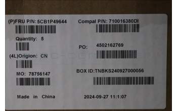 Lenovo 5CB1P49644 C-Cover with keyboard, UK English, Abyss Blue, Non-Backlight, FingerPrint, UK