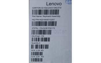 Lenovo 5CB1P50172 C-Cover with keyboard, Switzerland, Luna Grey, Non-Fingerprint, UK