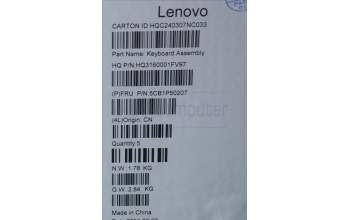 Lenovo 5CB1P50207 COVER Upper Case ASM UKE H83E2 TT PST