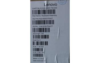 Lenovo 5CB1P54077 C-Cover with keyboard,Portuguese,Luan Grey,Puresight Logo