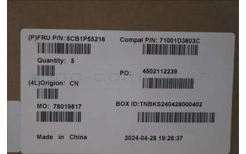 Lenovo 5CB1P55216 C-Cover with keyboard, UK English, Luna Grey, Backlight, UK