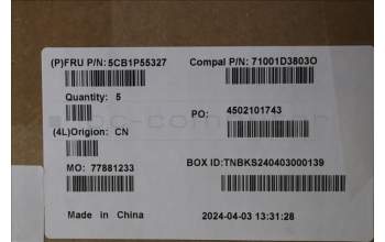 Lenovo 5CB1P55327 C-Cover with keyboard, Belgian, Luna Grey, Backlight, UK