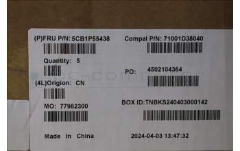 Lenovo 5CB1P55438 C-Cover with keyboard, US English Euro, Luna Grey, RGB Backlight, US