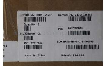 Lenovo 5CB1P55567 C-Cover with keyboard, Nordic, Luna Grey, RGB Backlight, UK