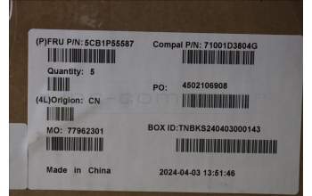 Lenovo 5CB1P55587 C-Cover with keyboard, German, Luna Grey, RGB Backlight, UK