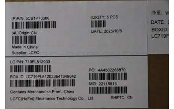 Lenovo 5CB1P73686 C-Cover with keyboard, Hungarian, Black, Non-Fingerprint, UK