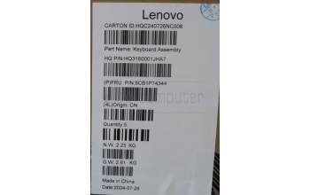 Lenovo 5CB1P74344 C-Cover with keyboard, Hebrew, Luna Grey, FingerPrint, US