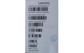 Lenovo 5CB1P74747 C-Cover with keyboard, Arabic, Luna Grey, Puresight Logo, US
