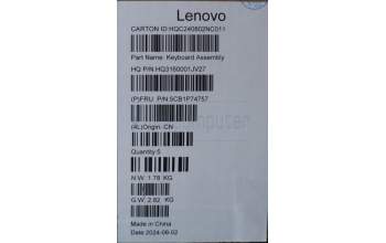 Lenovo 5CB1P74757 C-Cover with keyboard, German, Luna Grey, Puresight Logo, UK