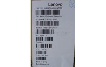 Lenovo 5CB1P74771 C-Cover with keyboard, Switzerland, Luna Grey, Puresight Logo, UK