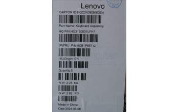 Lenovo 5CB1P85712 C-Cover with keyboard, Nordic, Luna Grey, FingerPrint, UK