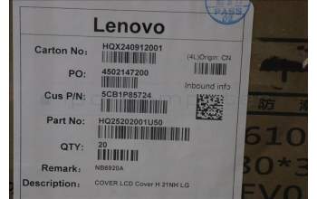 Lenovo 5CB1P85724 LCD Cover, 21NH, Luna Grey