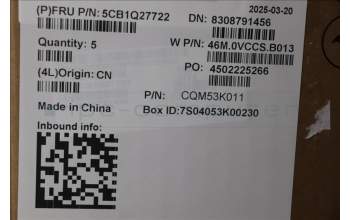 Lenovo 5CB1Q27722 C-Cover with keyboard, Hebrew, Cloud Grey, Backlight, US