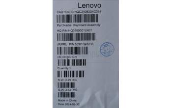Lenovo 5CB1Q43238 C-Cover with keyboard, French, Luna Grey, Fingerprint, US