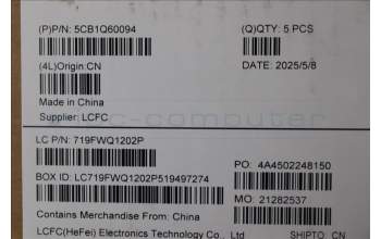 Lenovo 5CB1Q60094 C-Cover with keyboard, Belgian, Luna Grey, Backlight, UK