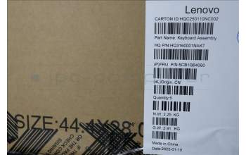 Lenovo 5CB1Q64060 C-Cover with keyboard, US English Euro, Luna Grey, Backlight, US