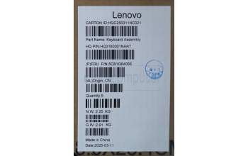 Lenovo 5CB1Q64066 C-Cover with keyboard, Hebrew, Luna Grey, Backlight, US