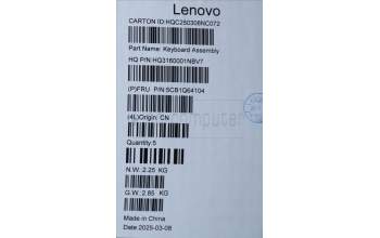 Lenovo 5CB1Q64104 C-Cover with keyboard, Portuguese, Luna Grey, Non-Backlight, UK