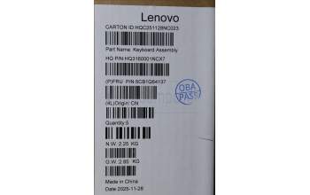 Lenovo 5CB1Q64137 C-Cover with keyboard, Spanish, Cosmic Blue, Backlight, UK