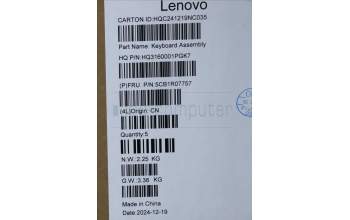 Lenovo 5CB1R07757 C-Cover with keyboard, UK English, Luna Grey, Backlight, 3CELL, UK