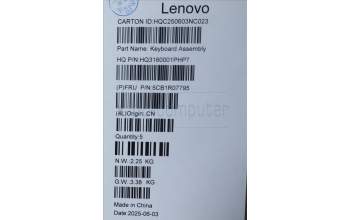 Lenovo 5CB1R07795 C-Cover with keyboard, US English Euro, Luna Grey, Backlight, 4CELL, US