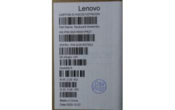 Lenovo 5CB1R07953 C-Cover with keyboard, Spanish, Luna Grey, Non-Backlight, 4CELL, UK