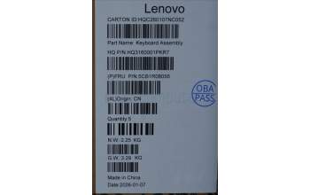 Lenovo 5CB1R08056 C-Cover with keyboard, US English Euro, Cosmic Blue, Non-Backlight, 4CELL, US