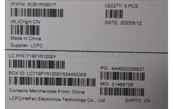 Lenovo 5CB1R09017 C-Cover with keyboard, Arabic, Cosmic Blue, Non-Backlight, US