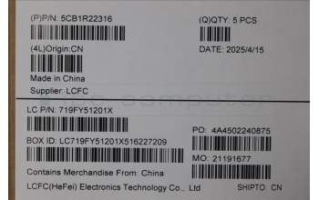 Lenovo 5CB1R22316 C-Cover with keyboard, Hebrew, Cosmic Blue, Non-Backlight, US