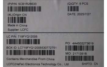 Lenovo 5CB1R26633 C-Cover with keyboard, Belgian, Luna Grey, Non-Backlight, UK