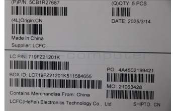 Lenovo 5CB1R27687 C-Cover with keyboard, Russian, Luna Grey, Non-Backlight, US