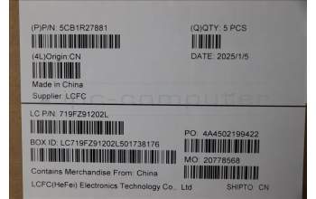 Lenovo 5CB1R27881 C-Cover with keyboard, German, Luna Grey, Non-Backlight, UK