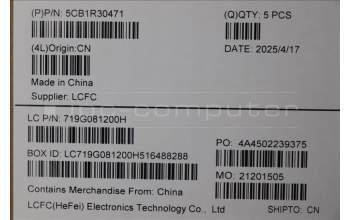 Lenovo 5CB1R30471 C-Cover with keyboard, English, Luna Grey, Non_Backlight