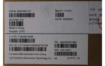 Lenovo 5CB1R61127 C-Cover with keyboard, Arabic, Luna Grey, UMA, US