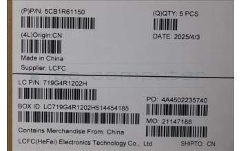 Lenovo 5CB1R61150 C-Cover with keyboard, Spanish, Luna Grey, UMA, UK