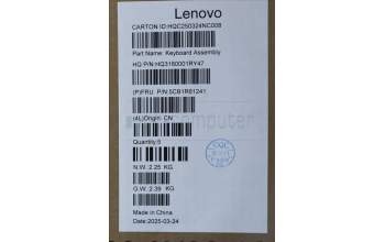Lenovo 5CB1R61241 C-Cover with keyboard, US English Euro, Luna Grey, FingerPrint, Puresight Logo, US