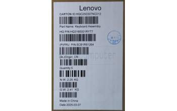 Lenovo 5CB1R61264 C-Cover with keyboard, Slovenian, Luna Grey, Non-FingerPrint, Puresight Logo, UK