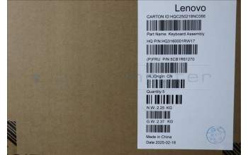 Lenovo 5CB1R61270 C-Cover with keyboard, UK English, Luna Grey, Non_FingerPrint, Puresight Logo