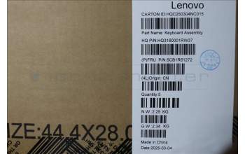 Lenovo 5CB1R61272 C-Cover with keyboard, English, Luna Grey, Non-FingerPrint, Puresight Logo, US