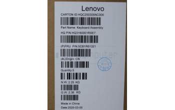 Lenovo 5CB1R61321 C-Cover with keyboard, Hebrew, Seashell, Non-FingerPrint, Puresight Logo, US