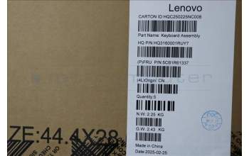 Lenovo 5CB1R61337 C-Cover with keyboard, Czech Slovakian, Seashell, Non-FingerPrint, Puresight Logo, UK