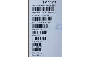Lenovo 5CB1R61543 C-Cover with keyboard, French, Luna Grey, FingerPrint, Non-Puresight Logo, US