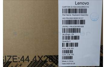 Lenovo 5CB1R61626 C-Cover with keyboard, English, Seashell, Non-FingerPrint, Non-Puresight Logo, US