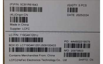 Lenovo 5CB1R61643 C-Cover with keyboard, Czech Slovakian, Luna Grey, Puresight Logo, Screw, UK